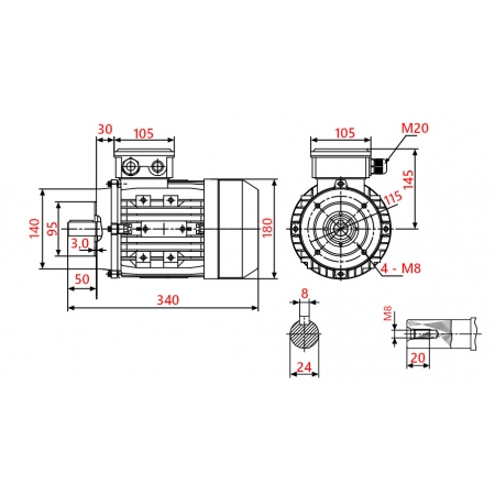 SILNIK ELEKTRYCZNY 2,2kW 400V 1400obr 3FAZOWY